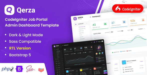 Qerza – CodeIgniter Job Portal Admin Dashboard Template Qerza – CodeIgniter Job Portal Admin Dashboard Template