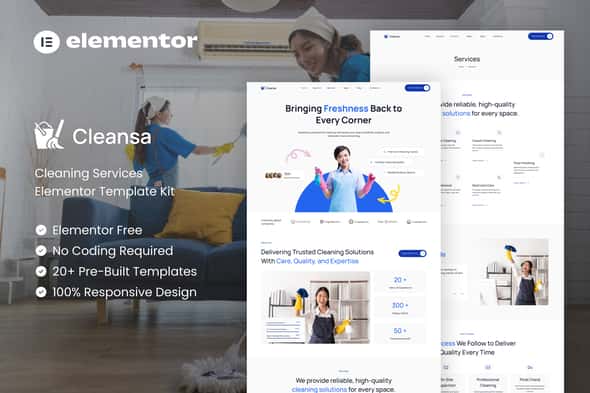 Cleansa – Cleaning Services Elementor Template Kit Cleansa – Cleaning Services Elementor Template Kit