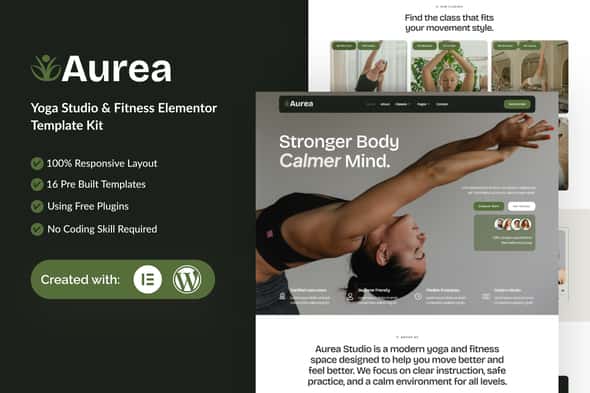 Aurea – Yoga Studio & Fitness Designer Elementor Template Kit Aurea – Yoga Studio & Fitness Designer Elementor Template Kit