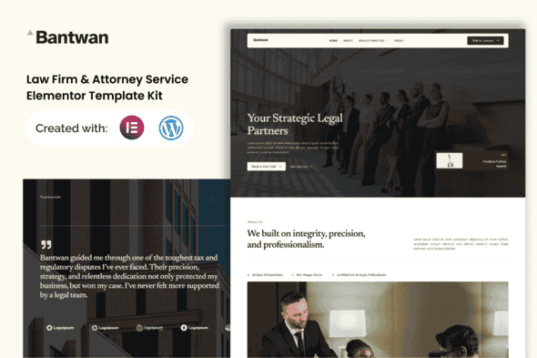 Bantwan – Law Firm & Attorney Service Elementor Template Kit Bantwan – Law Firm & Attorney Service Elementor Template Kit