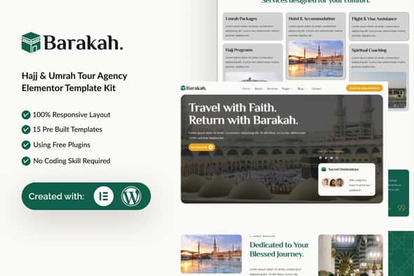 Barakah – Hajj & Umrah Tour Agency Elementor Template Kit Barakah – Hajj & Umrah Tour Agency Elementor Template Kit