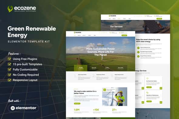 Ecozene – Green Renewable Energy Elementor Template Kit Ecozene – Green Renewable Energy Elementor Template Kit