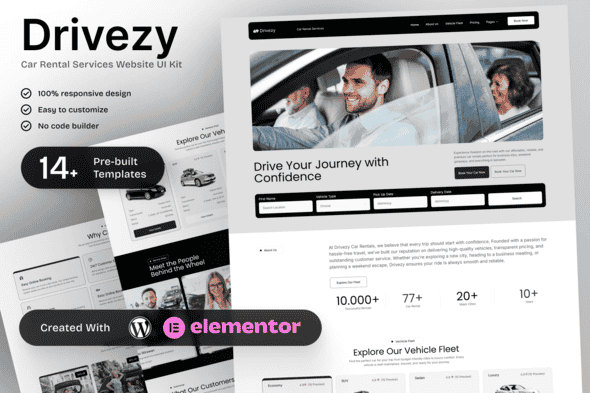 Drivezy – Car Rental Services Elementor Template Kit Drivezy – Car Rental Services Elementor Template Kit