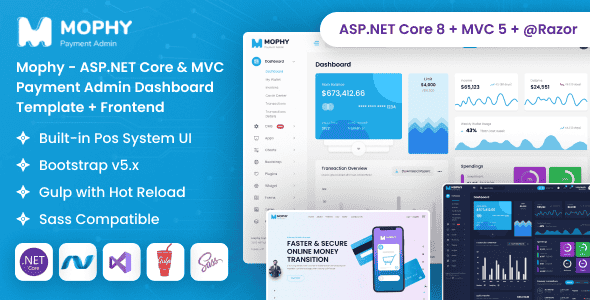 Mophy – ASP.NET Core & MVC Payment Admin Dashboard Template + Frontend Mophy – ASP.NET Core & MVC Payment Admin Dashboard Template + Frontend