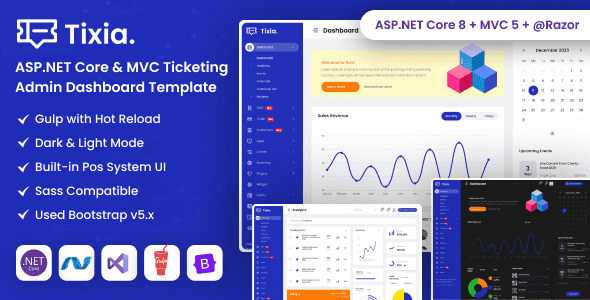 Tixia – ASP.NET Core & MVC Ticketing Admin Dashboard Template Tixia – ASP.NET Core & MVC Ticketing Admin Dashboard Template